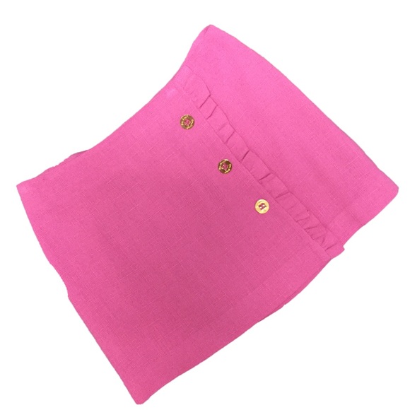 Lilly Pulitzer Dresses & Skirts - Lilly Pulitzer Pink Ruffle Linen Blend Mini Skirt